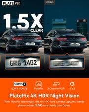 N4 Pro 3 Channel 4K Wifi Dash Cam, STARVIS 2 IMX678 X Platepix™ X HDR Night Vision, 4K+1080P+1080P Front inside and Rear Car Camera, Voice Control, GPS, 24H Parking Mode, Support 512GB Max