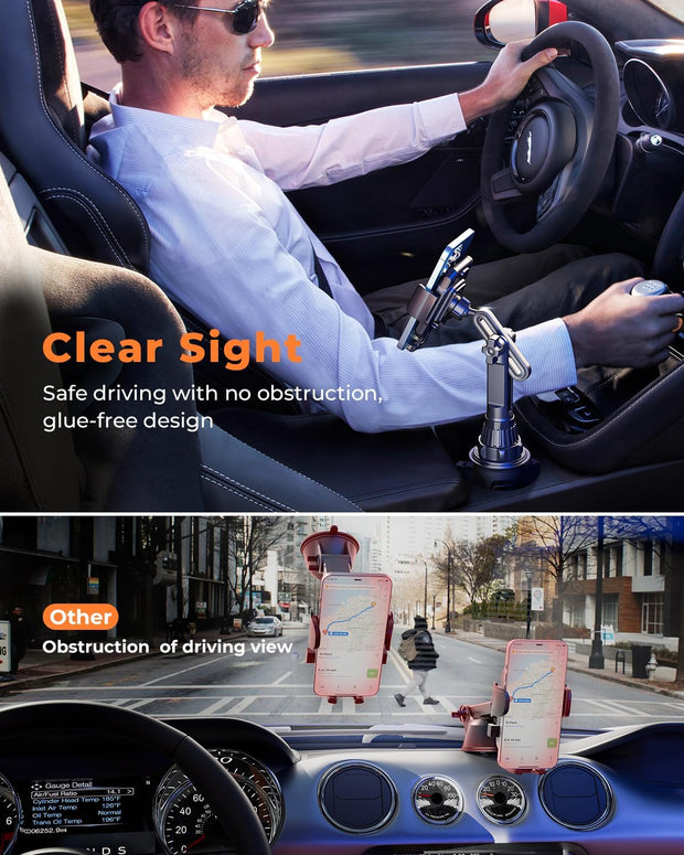 Cup Phone Holder for Car, Universal Adjustable Cup Holder Phone Mount Compatible with Iphone, Samsung, Huawei, LG, Sony, and Nokia