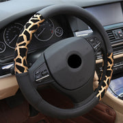 Lady Cute Leopard Print Fashion Leather Steering Wheel Cover, White Inner Ring