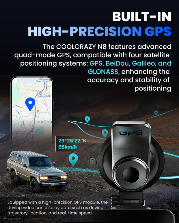 Dash Cam Front and Rear, 4K Full HD Dual Dash Camera for Cars Built-In 5G Wifi GPS, 64GB Card, Car Camera with 3" IPS Screen, UHD 2160P Night Vision, HDR, App Control, 24H Parking Monitor