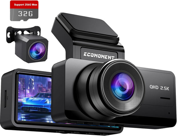 Dash Cam Front and Rear: 2.5K+1080P Dual Dash Camera for Cars,  S70 Car Camer with 3.16" IPS Screen, 170° Wide Angle, Night Vision, G-Sensor, 24H Parking Monitor, 32GB SD Card Included