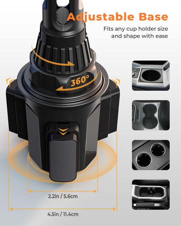 Cup Phone Holder for Car, Universal Adjustable Cup Holder Phone Mount Compatible with Iphone, Samsung, Huawei, LG, Sony, and Nokia
