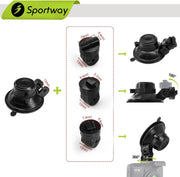 S503 Suction Cup Dash Cam Mount Holder (5Th Gen) with 3Pcs 360 Rotating Joints for Rove Nexar Z-Edge Kingslim Iiwey NIUTA and Most Other Car Dash Cameras