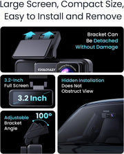 Dash Cam 4K Front, Built-In Wifi GPS Dash Camera for Cars, 3.2" IPS Screen Dashcam with App Control, Free 32G Card, 170°Wide Angle, 24H Parkingmode, WDR, Night Vision, G-Sensor