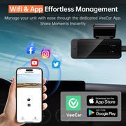 Dash Cam 1296P Front Dashcam, V300 Wifi Dash Camera for Cars with App, Night Vision, Mini Hidden Single Car Camera, Loop Recording, 24H Parking Mode, Support 256GB Max, Black