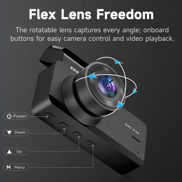 Dash Cam Front and Rear: 2.5K+1080P Dual Dash Camera for Cars,  S70 Car Camer with 3.16" IPS Screen, 170° Wide Angle, Night Vision, G-Sensor, 24H Parking Monitor, 32GB SD Card Included