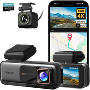 4K Dash Cam Front and Rear, 170° Ultra Wide Dashcam with ADAS, Night Vision, 24/7 Parking Mode, Sony IMX415 Sensor, WDR, Free 64GB SD Card, 5G/2.4G Wifi, Built-In GPS, Loop Recording