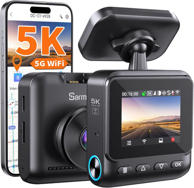 C1 5K Dash Cam - Built-In GPS and 5G Wifi, 5K/4K/2.5K UHD Dashcam with APP, 2" IPS Screen Dash Camera with Super Night Vision, Loop Recording, WDR, 150° Wide, G-Sensor, Supports 512GB Max