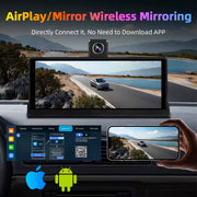 7"/10.26" 4K Dash Cam Wireless Carplay Android Auto Car DVR 360° Rotate Dual Len Rear Camera GPS Navigation Video Recorder