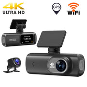 4K Dash Cam Car DVR Built-In Wifi Dual Lens Driving Vehicle Cam 24Hour Parking Monitor 1.47In IPS Screen Support 256GB Max