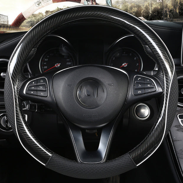 Car Steering Wheel Cover Round Handle Cover Carbon Fiber Texture